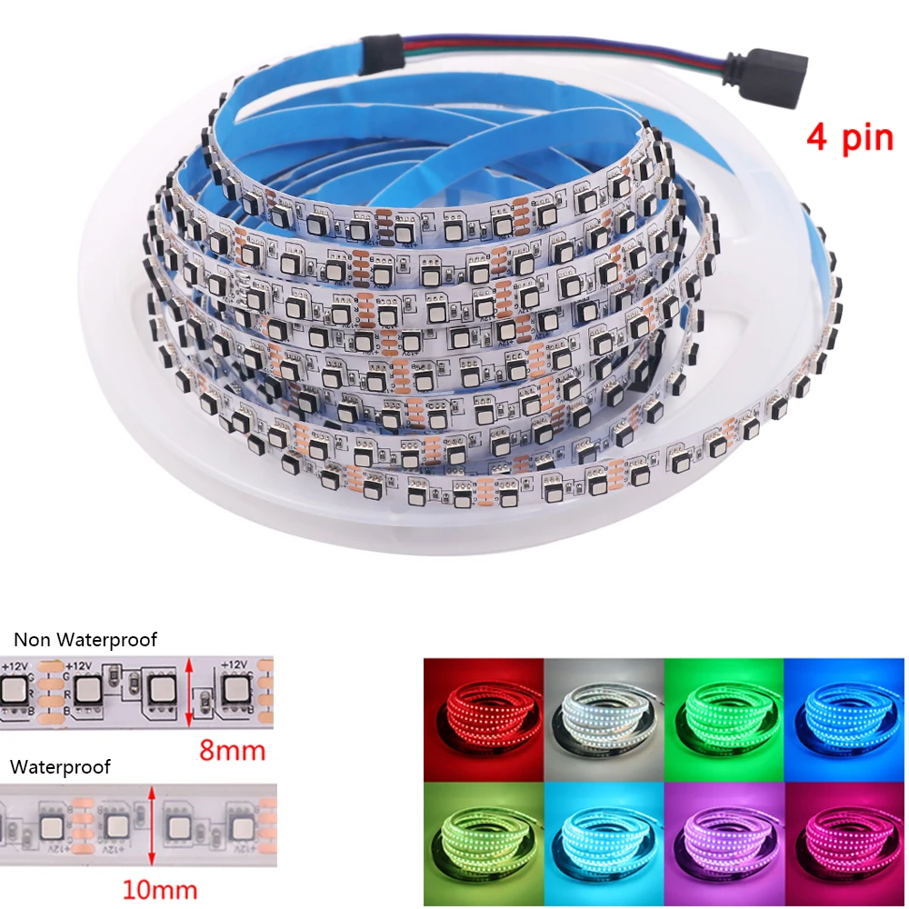 Светодиодная лента SMD3535 RGB 5 м 12 В водонепроницаемая светодиодная e 60 светодиодов/м