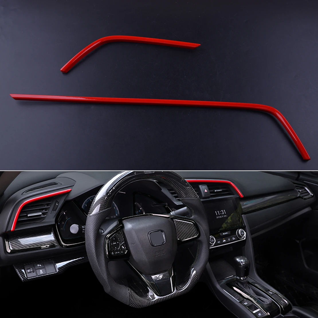 ABS 2 шт. красный воздушный выход рамка Накладка подходит для Honda Civic 10th 2016 2017 2018 |