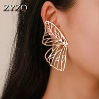 zyzq female hyperbole stud earrings trendy butterfly wing shaped hollow design surprise birthday present for women dropshipping