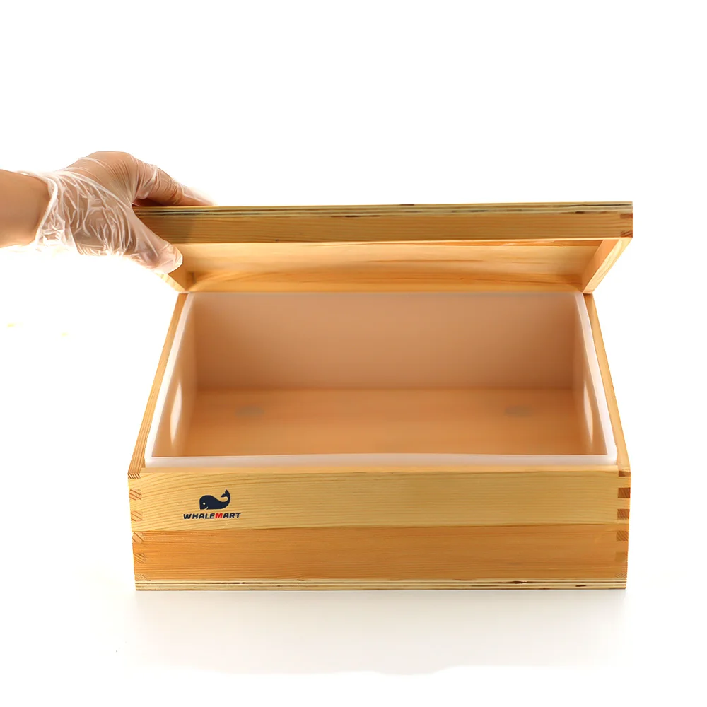 

8L Toast Box Large Capacity Bread Silicone Mold with Natural Wood Box for Handmade Soap Making Supplies Cold Soap Tool 270 oz