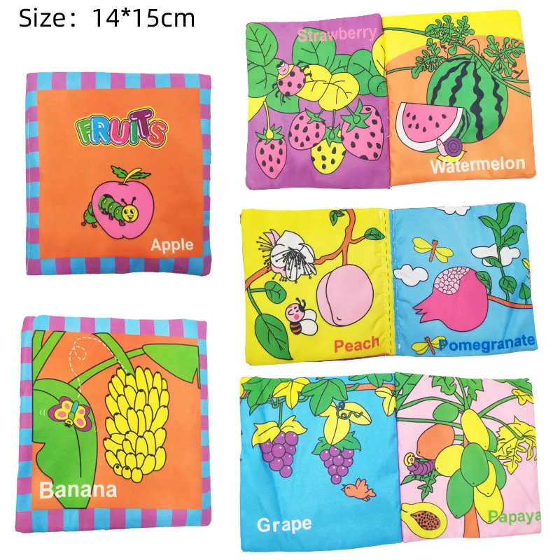 fruits 2 Детские игрушки книжки из мягкой ткани звук шелеста Младенческая Развивающая погремушка в коляску игрушка новорожденная кроватка детские игрушки 0-36 месяцев - Цвет: fruits 2