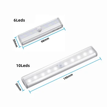 6/10 LED Induction Under Cabinet Light Motion Sensor Closet Night Lamp Battery Powered Magnetic Strip Light For Kitchen Wardrobe 3