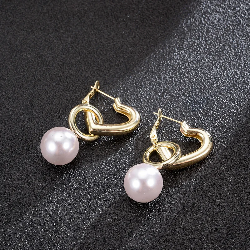 

Dorado Sweet Heart Statement Ear Clip Drop Earrings For Women Simulated Pear Pendant Brincos Punk Jewelry Valentine's Day Gift