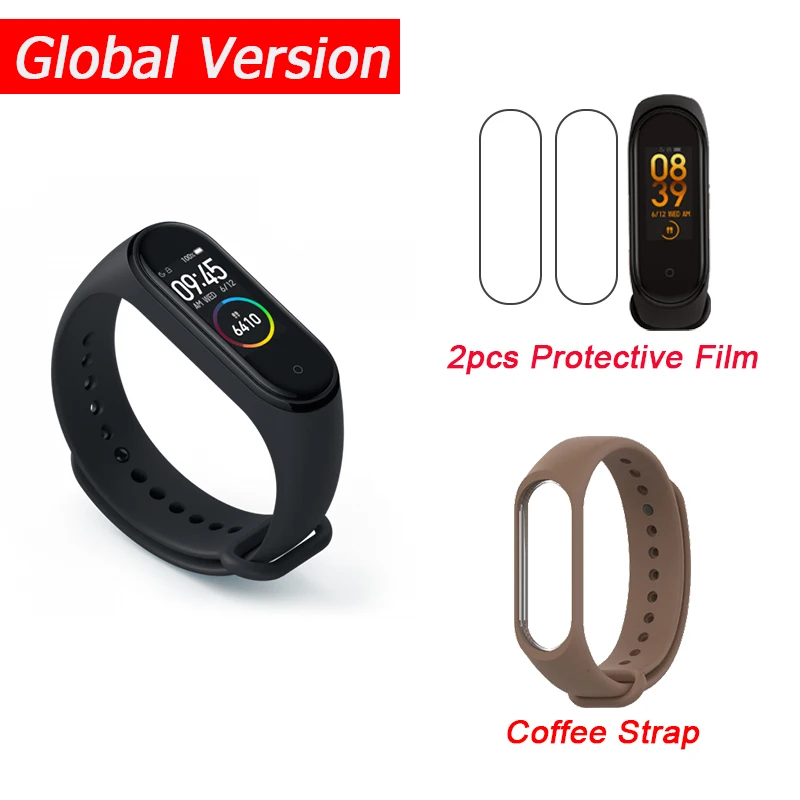 Global Add Coffee Xiaomi mi-браслет 4 Smart mi Band 4 0,9" AMOLED экран водонепроницаемый пульсометр фитнес 135 мАч 20 Bluetooth 5,0 50 атм - Цвет: Global Add Coffee
