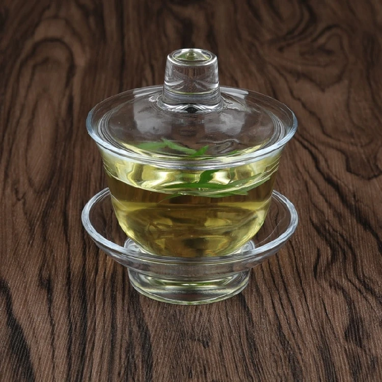 

[GRANDNESS] Borosilicate Heat-resistant Mouth-blown Clear Glass Gaiwan Middle Size 120ml Chinese Gaiwan