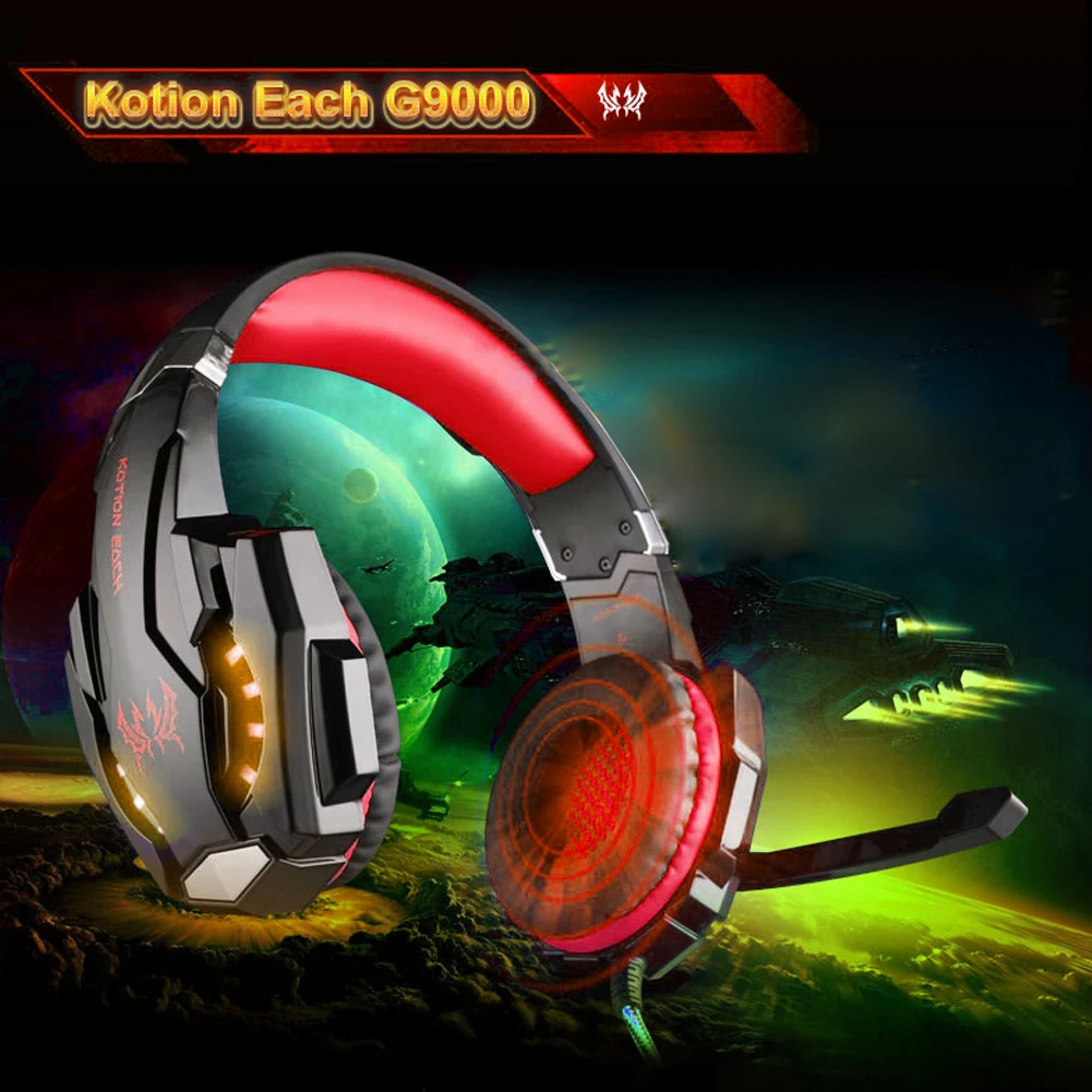 

Проводные Игровые наушники G9000 3,5 мм, регулируемое оголовье для компьютерного освещения, аудиогарнитура с микрофоном