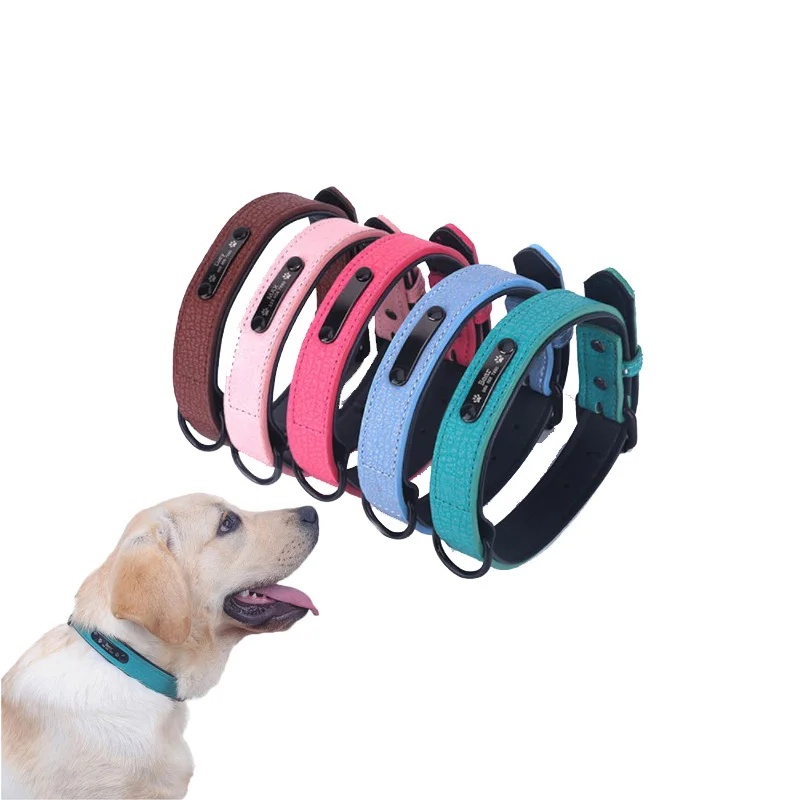 

Pet Leather Collars Microfiber Leather Engraving Dog Collars Outdoor Dog Walking Belt Logo Cat and Dog Collars Pet Supplies