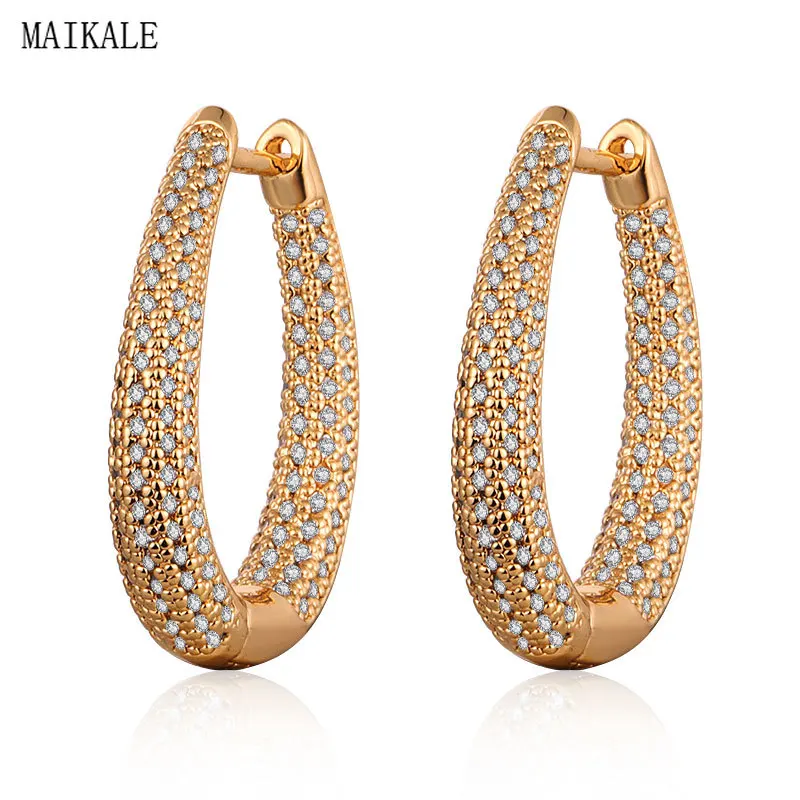 

MAIKALE Trendy Stud Earrings for Women U-Shape Metal AAA Cubic Zirconia Zircon Clip on Ear New Fashion Jewelry Brincos Bijoux