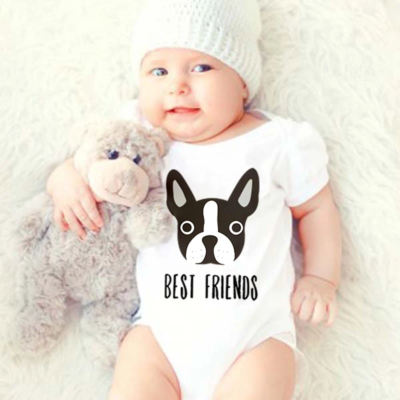 Комбинезон для мальчиков с принтом собаки Одежда новорожденных Цельный