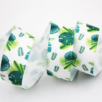 green leaf pattern printed grosgrain ribbon 9 75mm diy handmade materials christmas wedding gift wrap tape ribbons