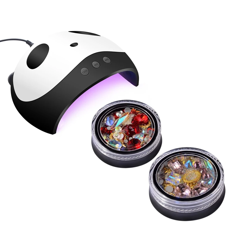 2 коробки 3D украшения для ногтей в форме наконечника прозрачный кристалл AB и 1x36 Вт