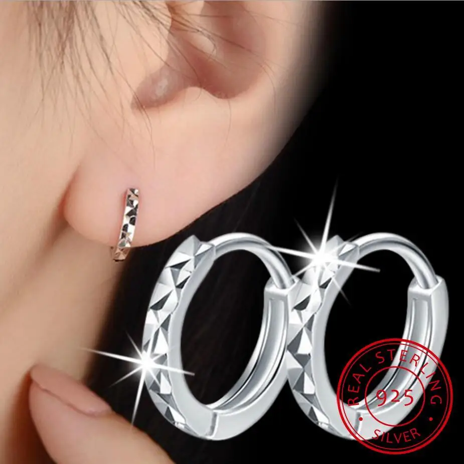 925 Sterling Silver Cut Arrow Mini Loop Huggies Circle Small Hoop Earrings For Women Mens Children Girls Kids Jewelry Aros Artes