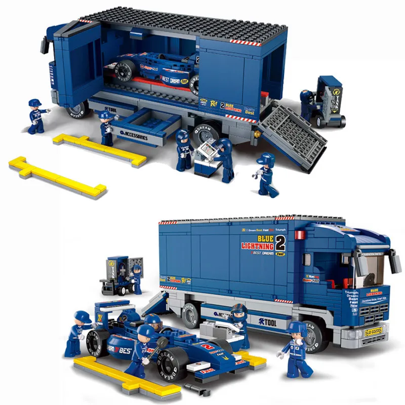 Конструктор Sluban New Formula 1 Transporter Racing F1 кубики MOC автомобильные фигурки игрушки для