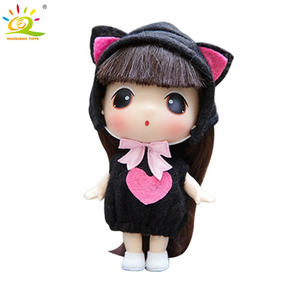 

9cm Ddung Mini Dress up Doll Korean Anime 5 Joints Moving Baby Cute Children Bag key Pendant Keychain Dolls Toys For kids Girls