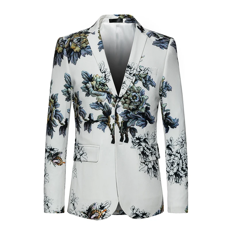 Весенняя мода Бизнес Мужские Цветочный принт High End Большой Размеры Slim Fit дизайн