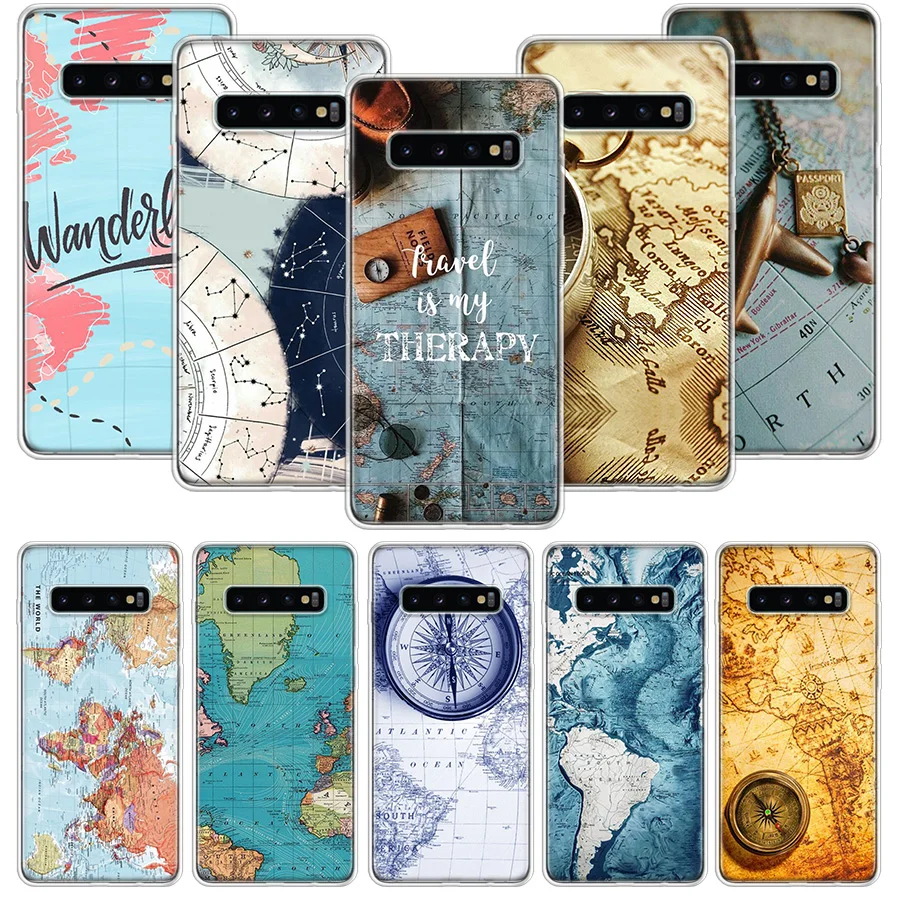 Чехол с картой мира для Samsung Galaxy A51 A71 A50S A10 A20E A30 A40 A70S A90 M30S A01 A21 A6 A7 A8 A9 Plus + чехол