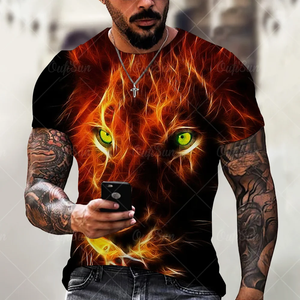 

Fashion Animal Lion Graphic 3D Men T Shirt Summer Casual O-Neck Short Sleeve Oversized Male T-Shirt Streetwear Trendy Tops Tees