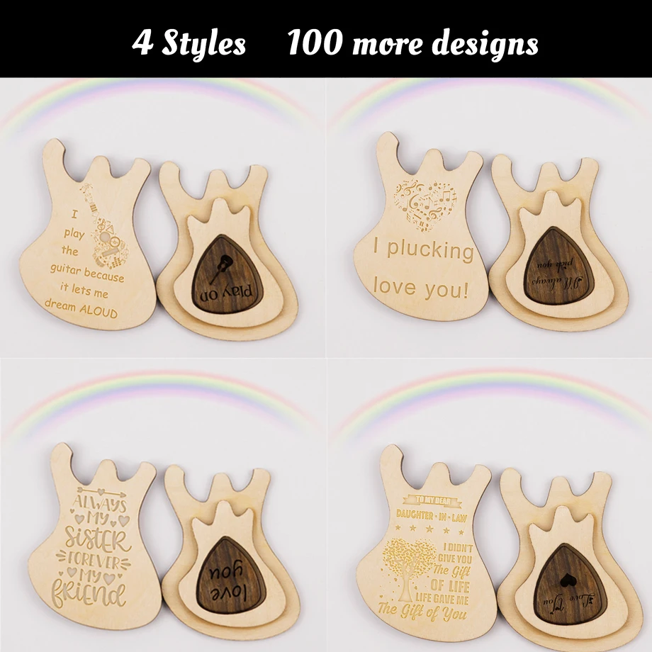 Wooden Electric Guitar Picks Gift Box guitarist plectrum box wedding music pickups paddles customized engraved dropship EG0029 | Спорт и
