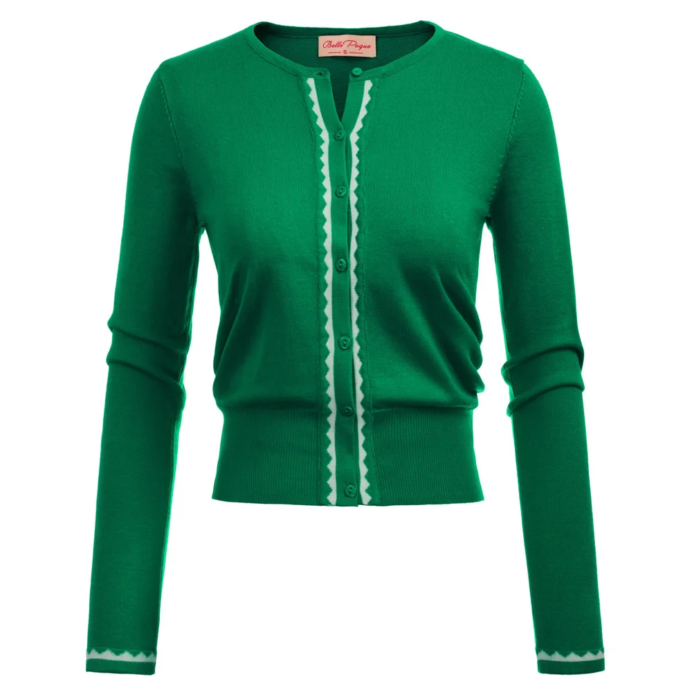 

knit coat Women tops clothes autumn fall Long Sleeve Crew Neck Button Placket Contrast Color Cardigan jacket slim coat ladies