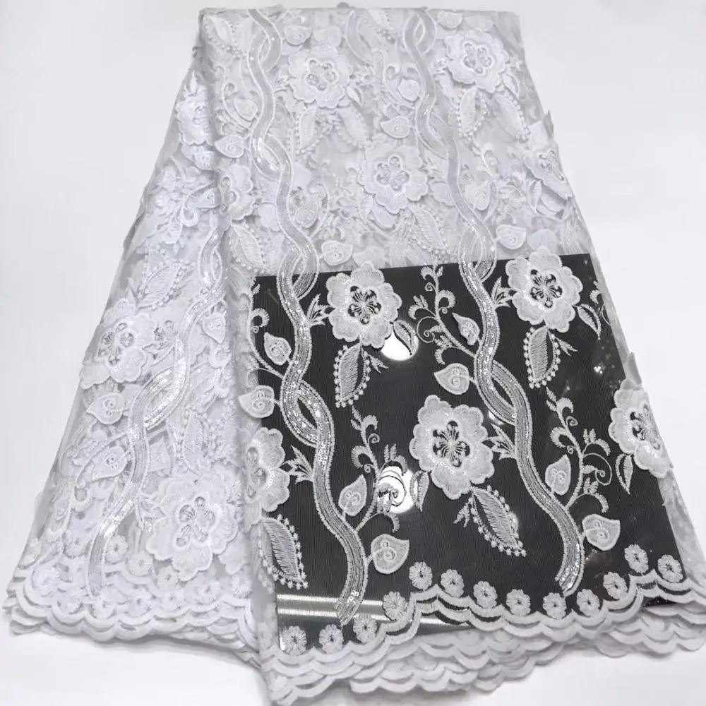 

Embroidered French Tulle Mesh Lace Fabric with Sequins Red Color African Fabrics for Bridal Materials Nigerian Fabric