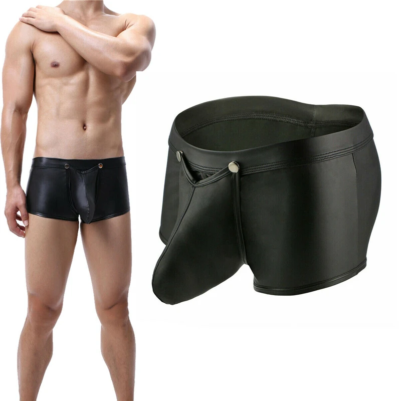 Мужское нижнее белье трусы боксеры с изображением из искусственной кожи кнопки