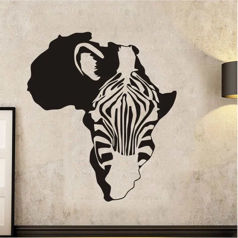 

Zebra Africa Animals Map Wall Stickers Large New Design Coffee Shop Pattern Wall Decal Vinyl Poster Sticker Africa Map Decals