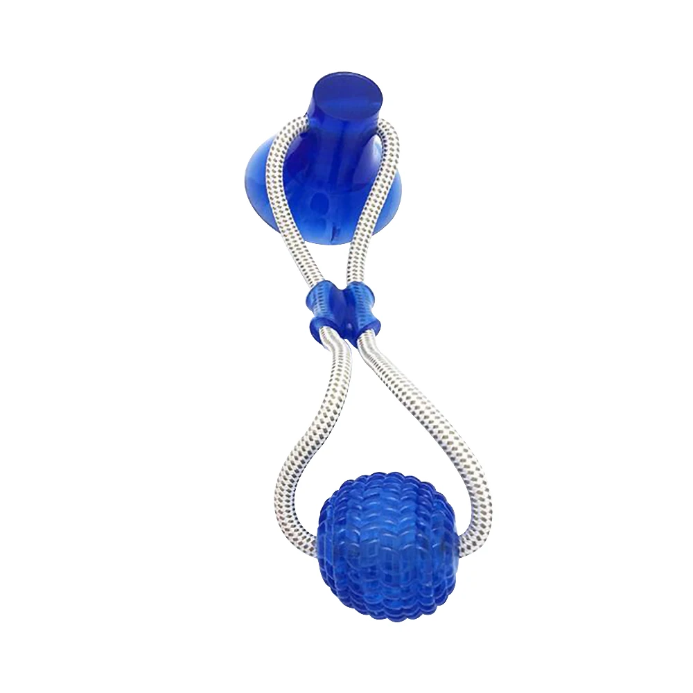 Blue A Игрушка для собак Ropeball с присоской для домашнего животного, игрушки с шариками TPR, для чистки зубов, красный, синий, зеленый 0 - Цвет: Blue A