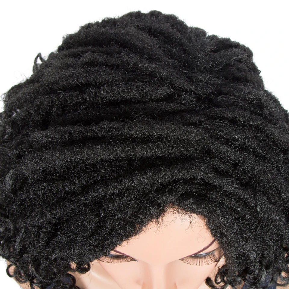 

FASHION IDOL Afro Kinky Curly Wig Synthetic Hair Dreadlock 12Inch Short Bob Wigs For Black Women Natural Burgandy Soft Fake Hair