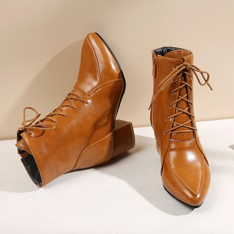 Зимние ботильоны женские ботинки из искусственной кожи модные мартинсы с острым