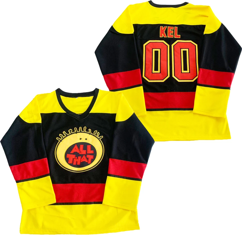 

BG ice hockey jerseys ALL THAT 00 KEL jersey Embroidery sewing Outdoor sportswear Hip-hop culture movie Blcak High Quality