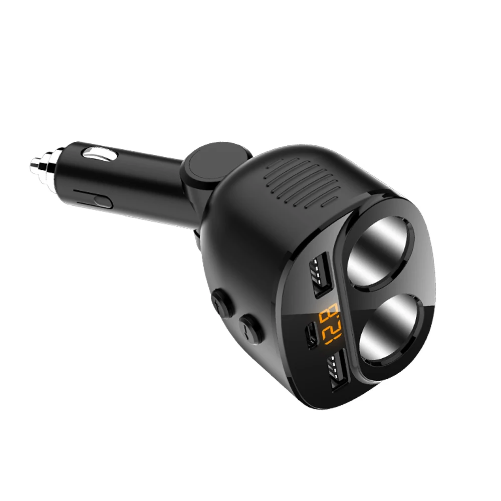 

New Car Cigarette Lighter Socket Splitter Plug Auto Accessories with LED Rotatable Dual USB Charger Adapter For Mobile Phone MP3