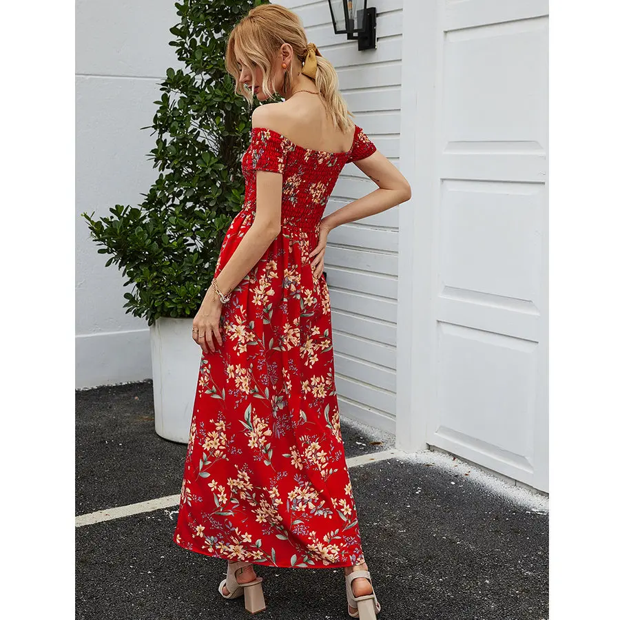 Женское платье с открытыми плечами и принтом летние богемные пляжные платья в