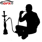 Забавные виниловые наклейки для кальяна, курительные наклейки для арабского кафе, кальяна, черныесеребряные 18,2 см * 16,8 см