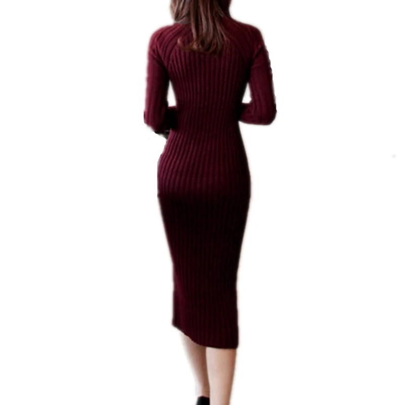 

Зимняя мода, весна 2020, женское платье, вязаный свитер с высоким воротом, облегающее платье в стиле хип-хоп Eleganc, утолщенное приталенное плать...