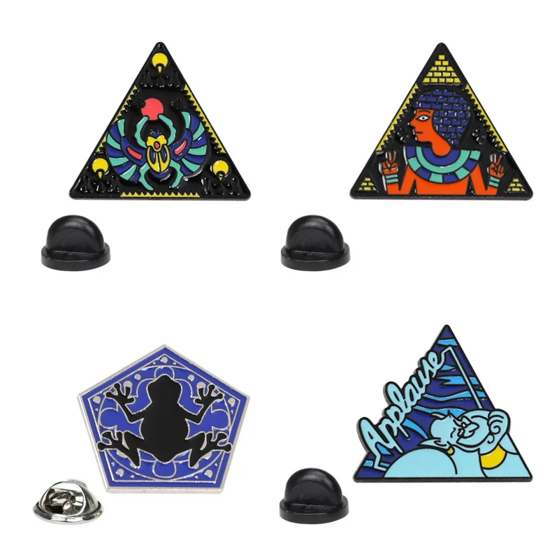 

Fashionable Cartoon Animal Moth Frog Egyptian Pyramid Metal Brooch Dripping Oil Color Alloy Pin DIY Decorative Bags