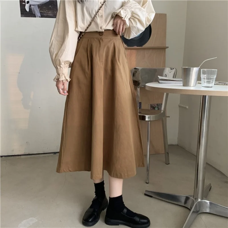 Юбка с завышенной талией Женская юбка А-силуэта средней длины Новинка