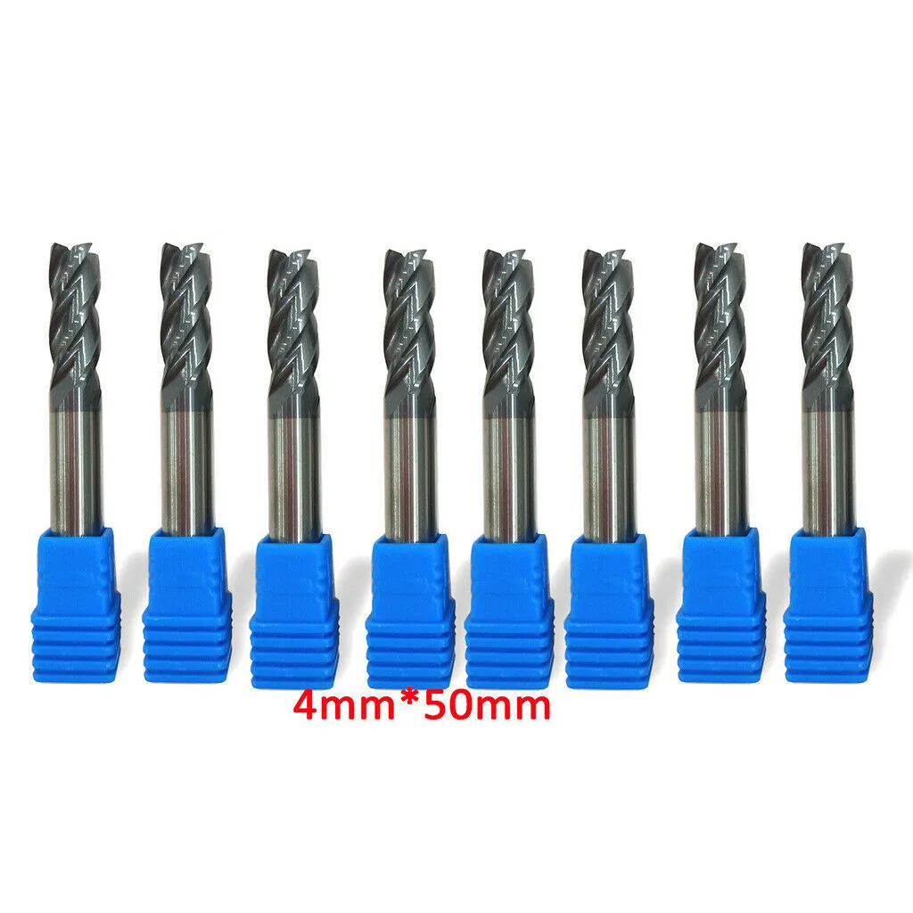 

8Pcs 4mm Tungsten Carbide Coated 4 Flute End Mill CNC Milling Cutter Drill Tool