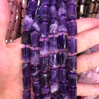 natural purple amethysts crystal faceted cylinder spacer tube beads column shaped loose beads for diy jewelry making my210403