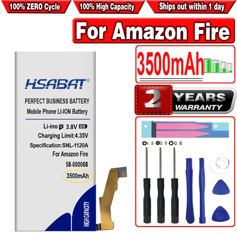 

HSABAT 3500mAh 58-000068 Аккумулятор для Amazon Fire 26S1003-A SD4930 S12-M1-C 26S1003-A SD4930UR