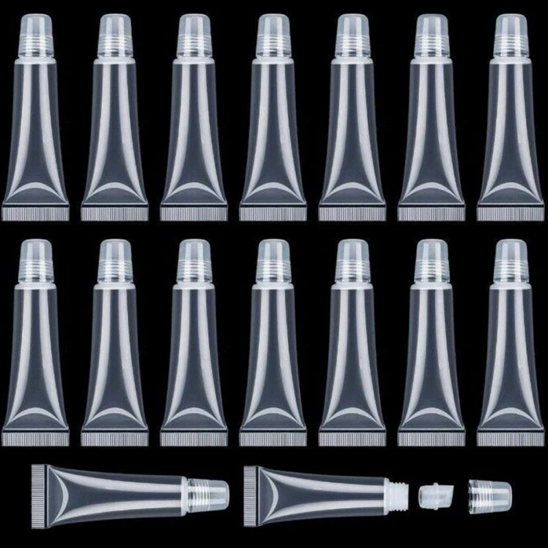 

10pcs 15ml Lip Gloss Tubes Lip Balm Soft Hose Makeup Squeeze Sub-bottling Clear Plastic Lip Gloss Tube Container DiY Make Up