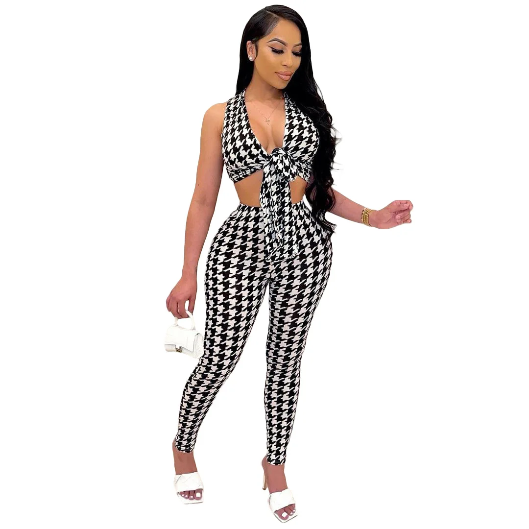 

Two piece printed cardigan with thousand bird pattern