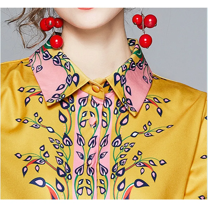 

Summer Autumn Retro 2 Piece Set Women Shorts And Top Designer Runway Two Piece Sets Print Vintage Shirt Short Suits