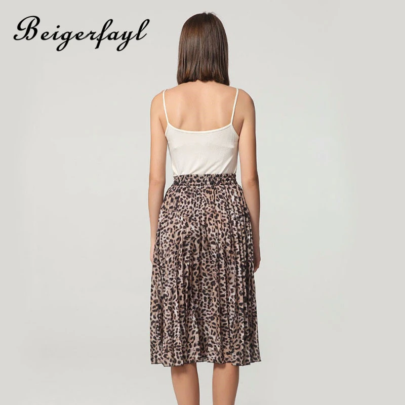 Beigerfail Faldas Plisadas Verano Panterka леопардовая юбка Falda Leopardo плиссированные юбки с высокой талией и животным принтом L71B