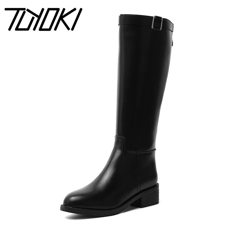 

Tuyoki Women'S Knee High Boots Brand New Fashion Riding Shoes Women Winter Warm Casual Zipper Buckle Footwear Size 34-43