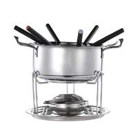10pcs stainless steel cheese ice cream chocolate melting pot alcohol stove fondue set kitchen accessories for home buffet party