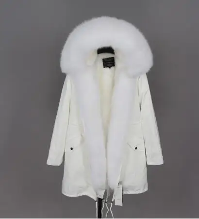 10faux fur liner Натуральная меховая белая хлопковая куртка зимняя женская меховая куртка парка подкладка из натурального кроличьего меха с лисьим меховым воротником с планкой добавляют манжеты - Цвет: 10faux fur liner