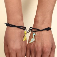 cartoon dinosaur magnetic elastic cord couple bracelet for womens men bracelet couple pendants christmas party gift jewelry set