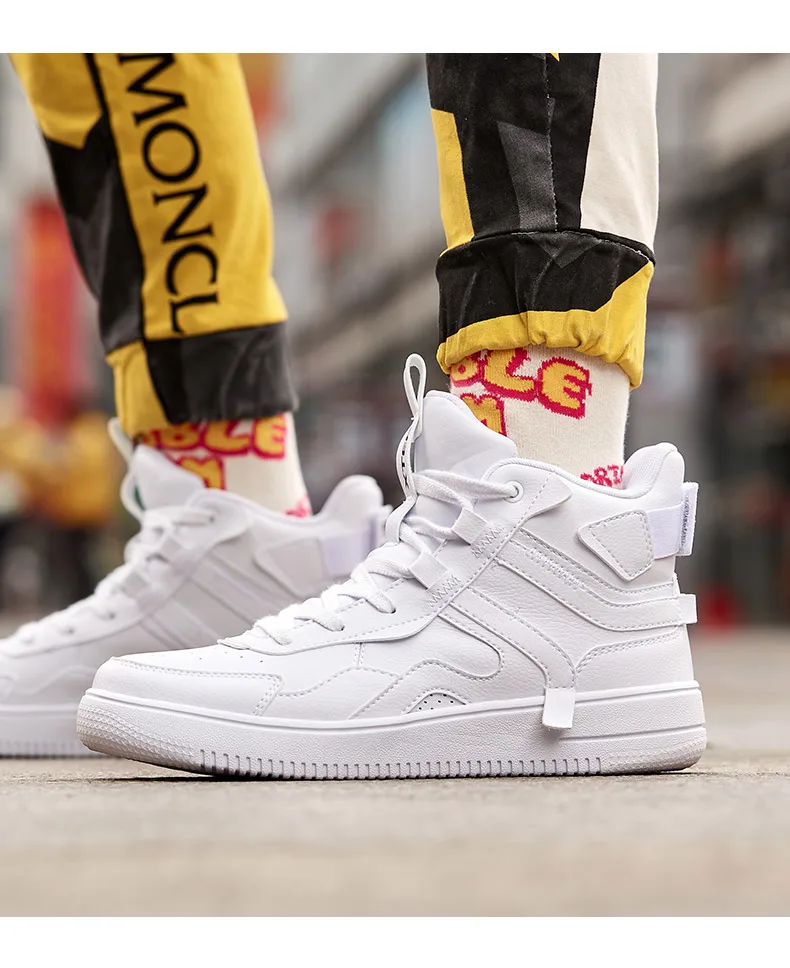 Xtep/белая кожаная обувь для скейтбординга сезон зима весна высокие кроссовки