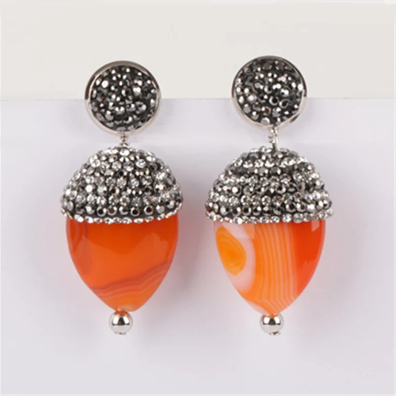 Капелькой слезинкой натуральный камень полупрозрачный Оранжевый кружевной