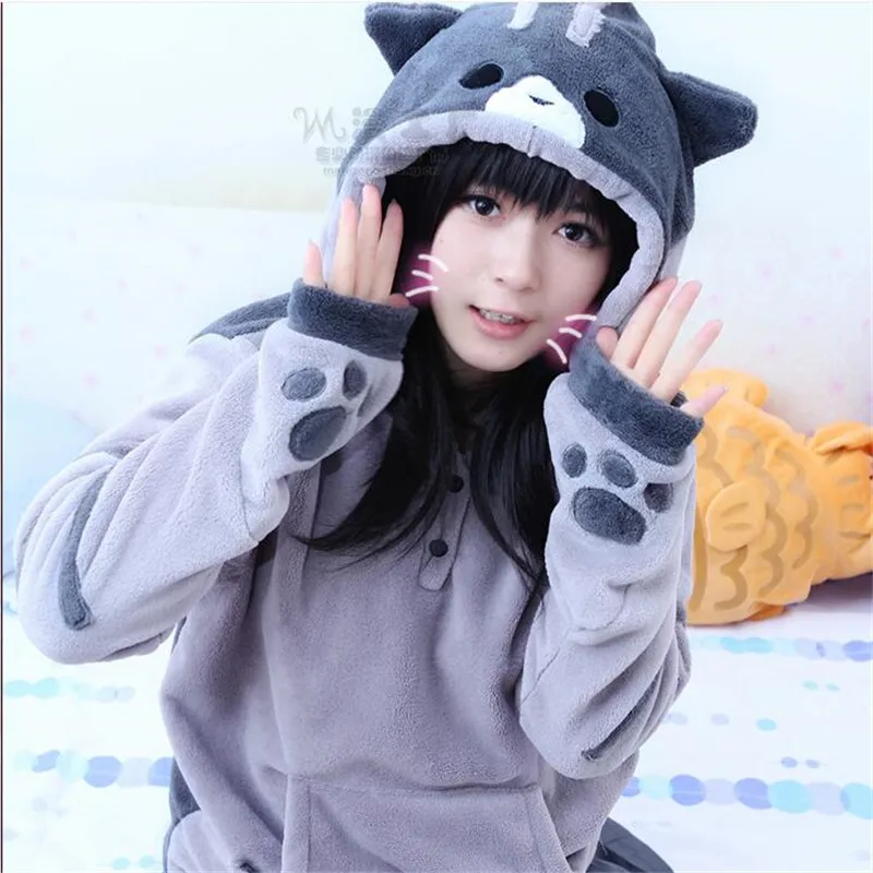 Горячая Распродажа, Neko Atsume Kawwii, костюм для косплея, милый кот, плотные милые толстовки, фланелевые толстовки с капюшоном, зимняя куртка CS310